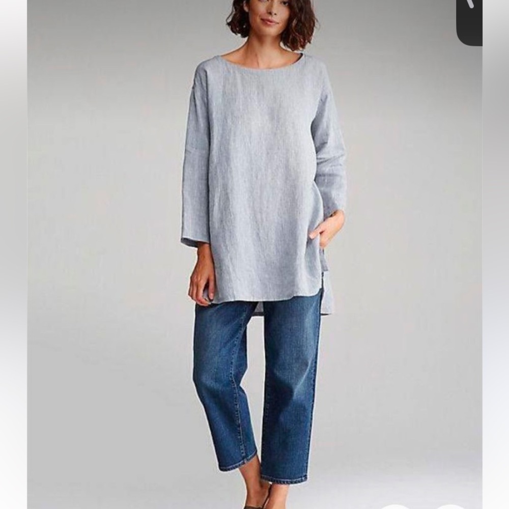 Eileen Fisher Linen Oversize Tunic Dress Size L